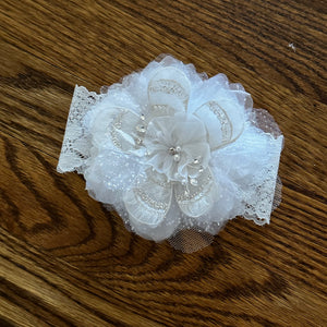 White Tulle Flower Headband