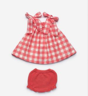 Coral Check Dress and Bloomer