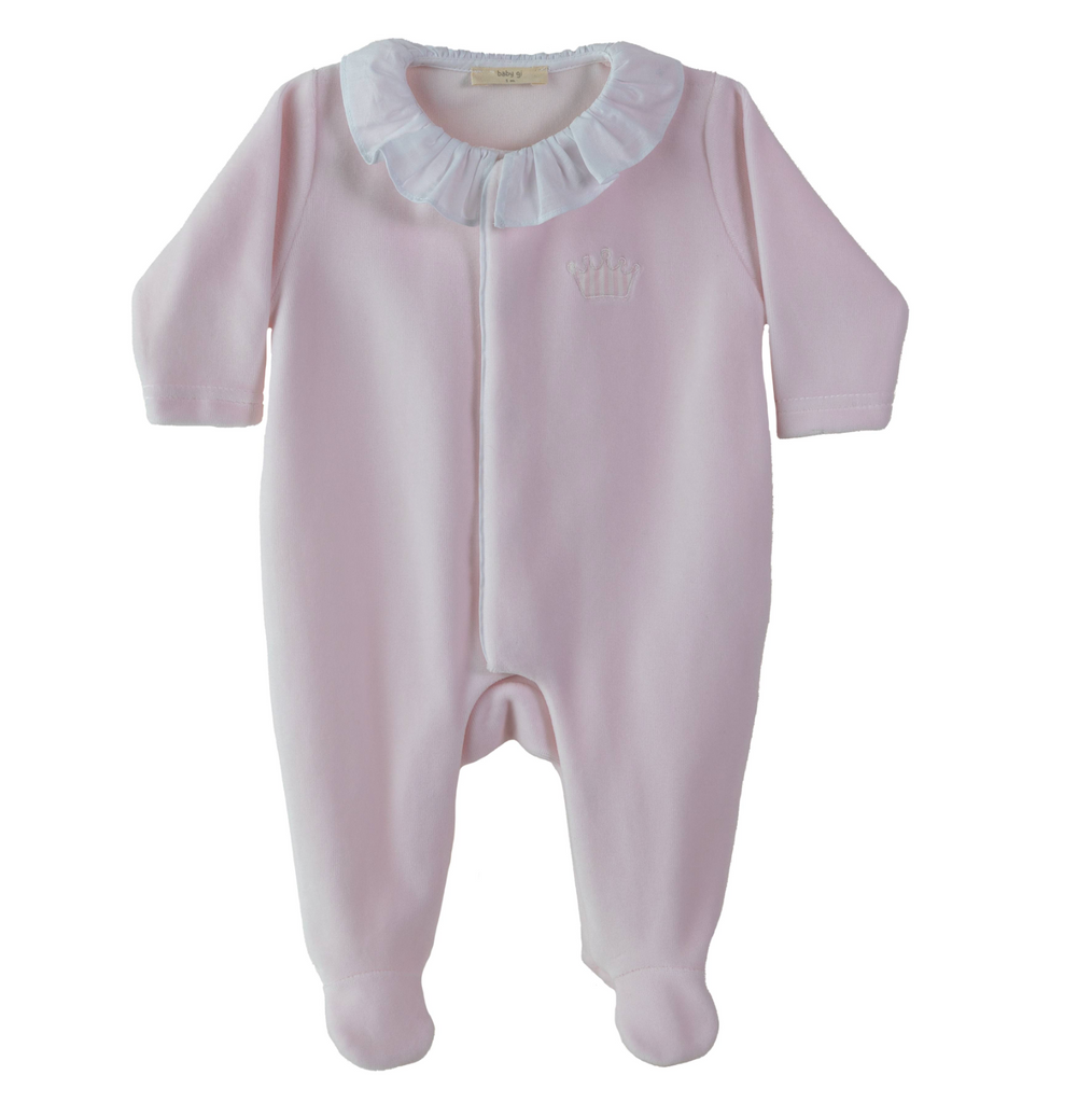 Cotton Baby Pink Crown Footie