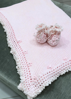 Pink Rosebud Crochet Blanket