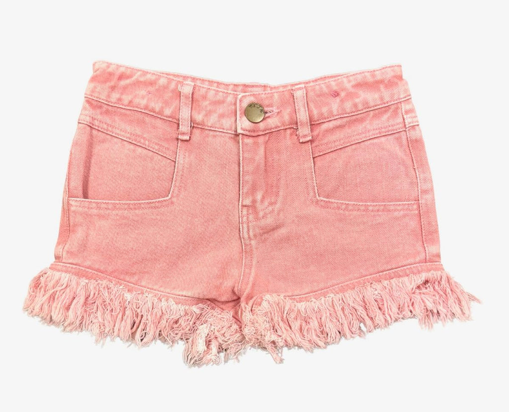 Frayed Pink Denim Shorts