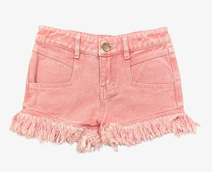Frayed Pink Denim Shorts