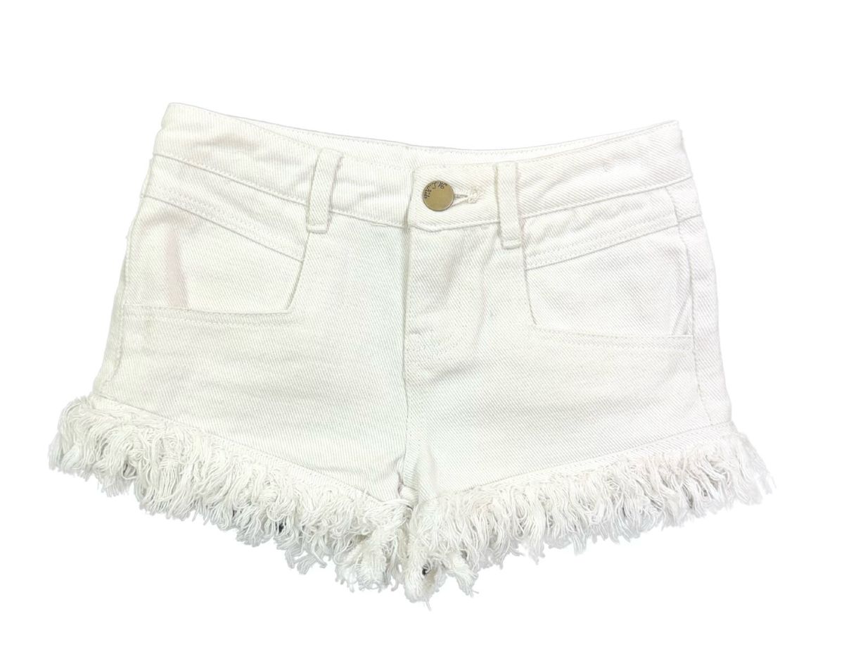 Frayed White Denim Shorts