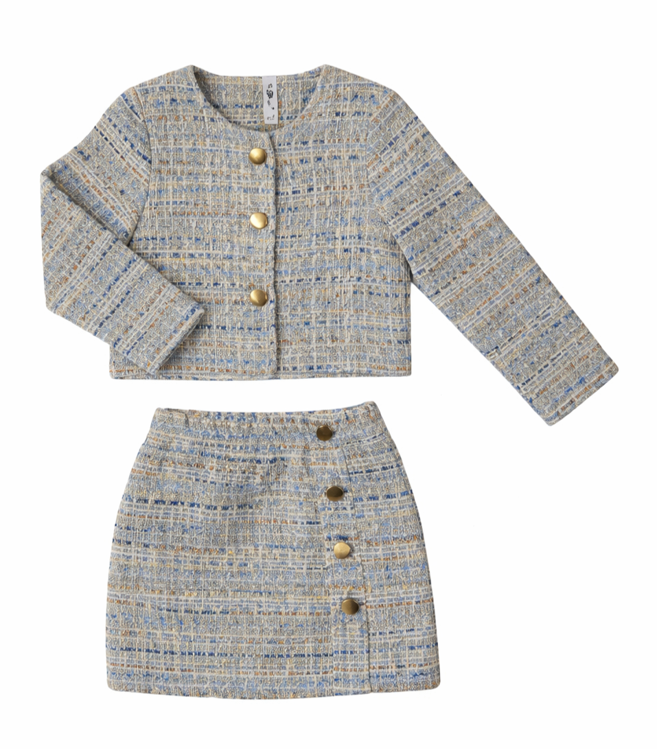 Blue Tweed Set