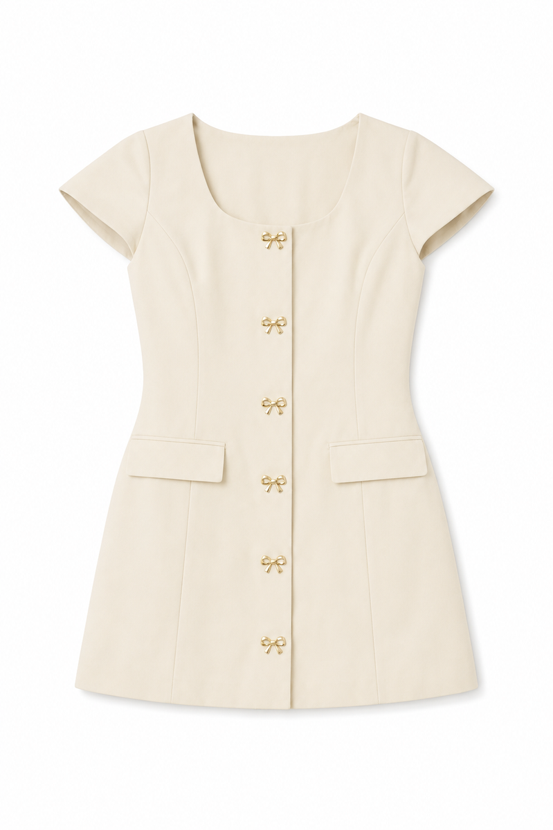 Vestido de malla plateado con perlas y tachuelas