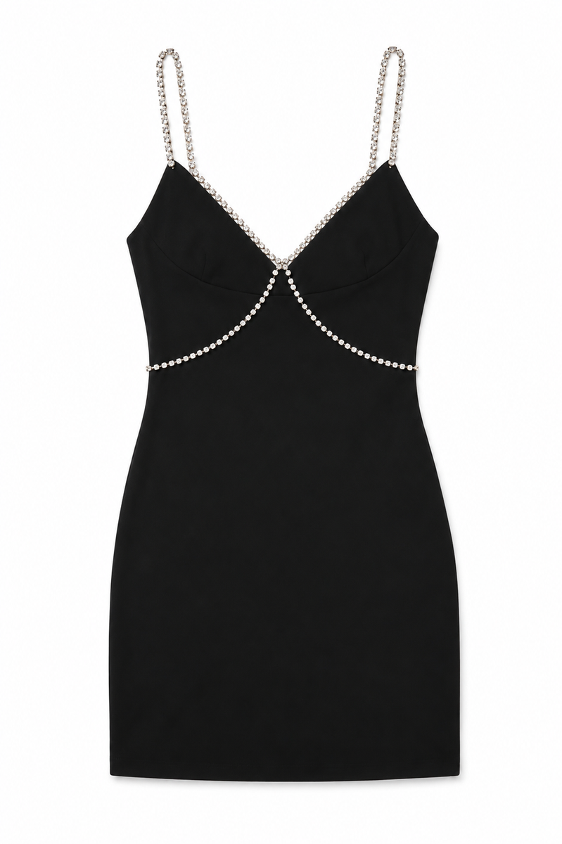 Vestido de malla plateado con perlas y tachuelas