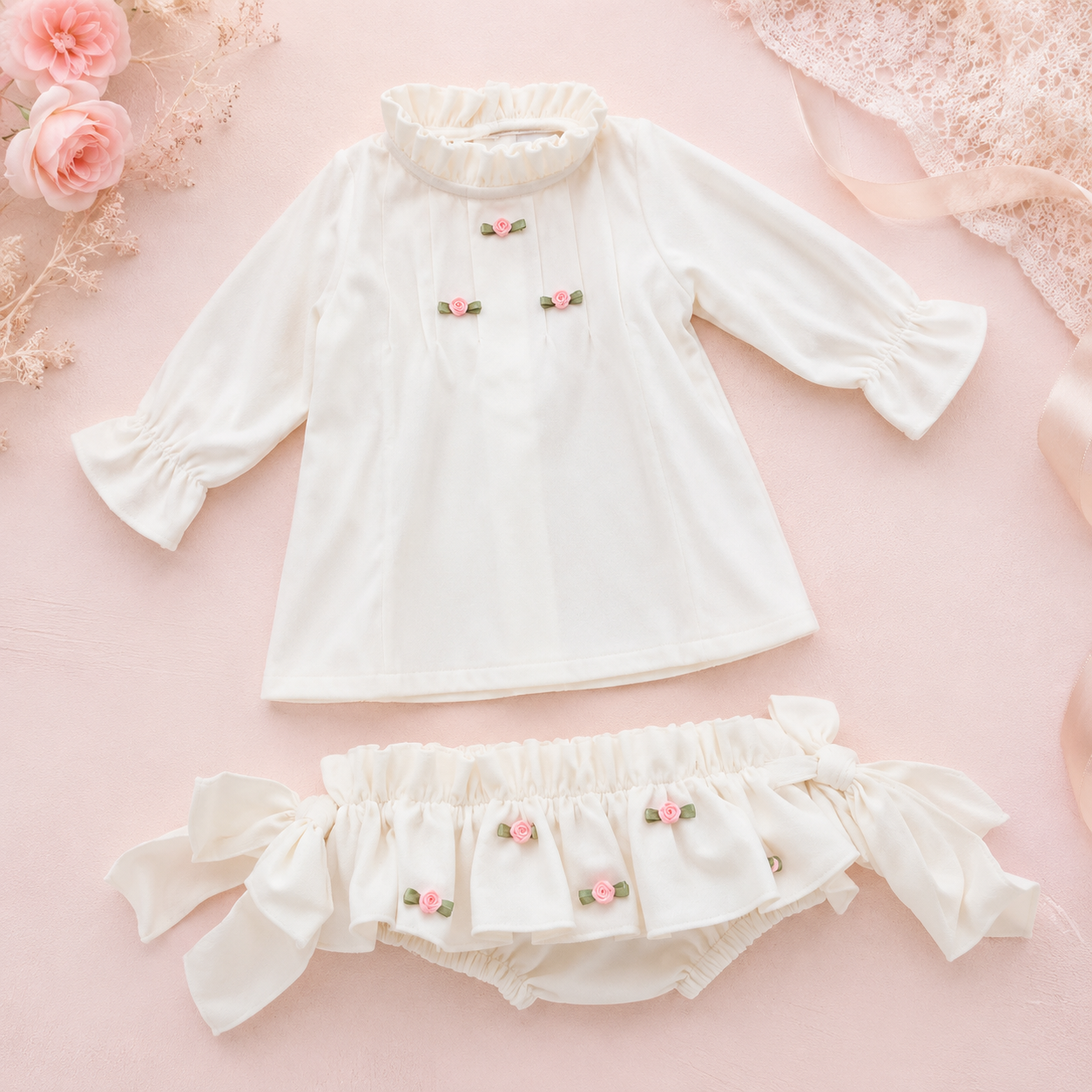 Ivory Flower Bloomer Set