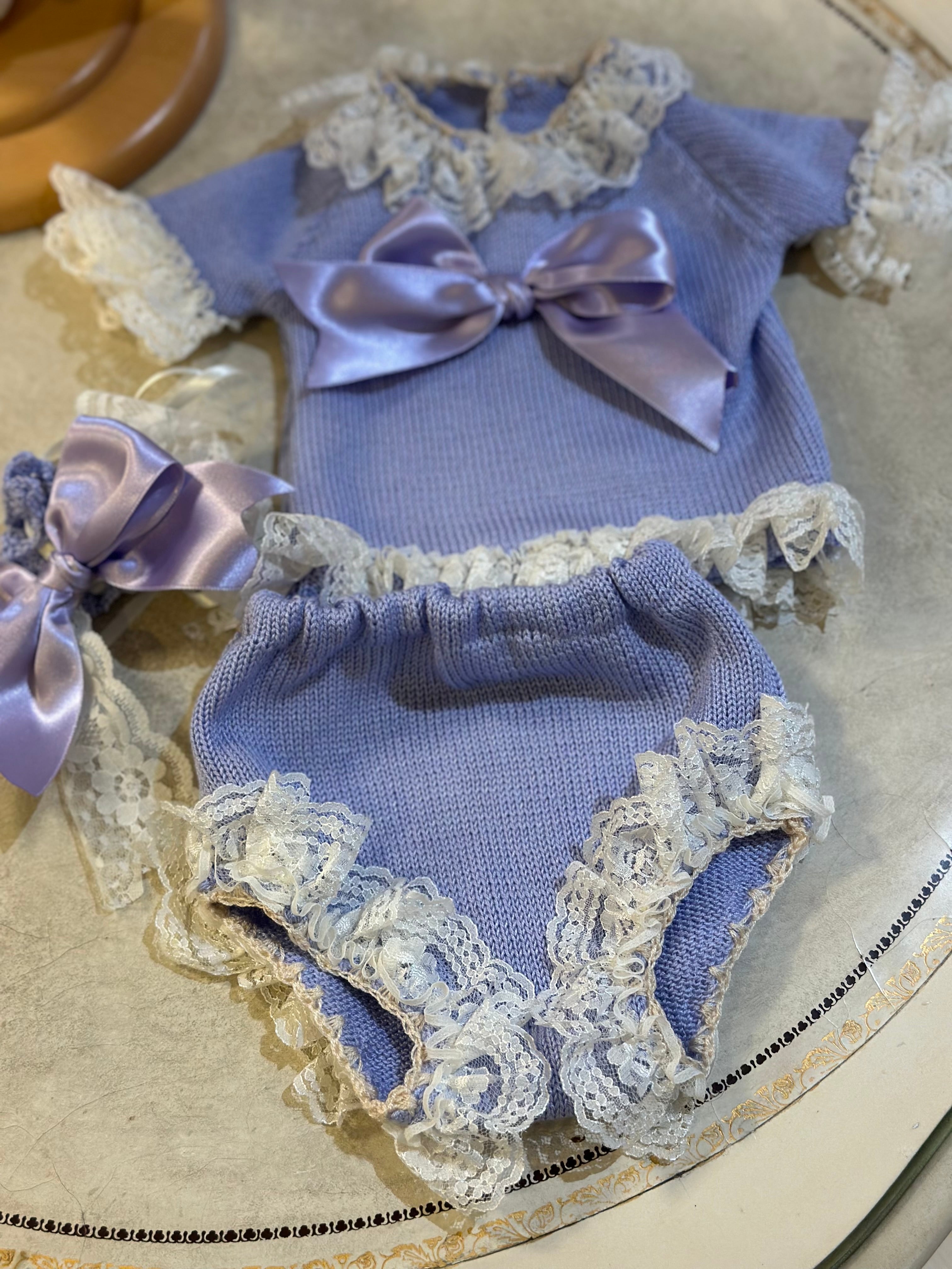 Lilac Knit Bloomer Set