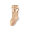 Cotton Taupe Bow Sock
