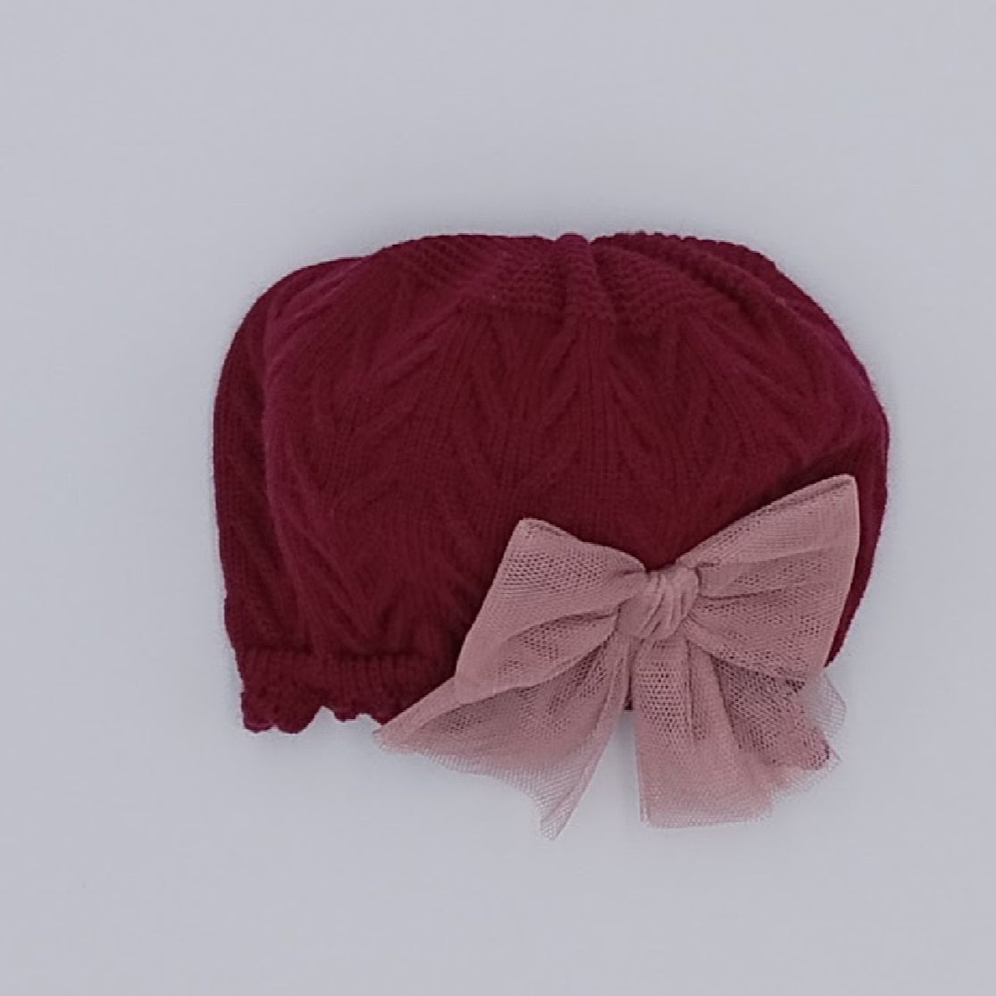 Dark Red Knit Beret