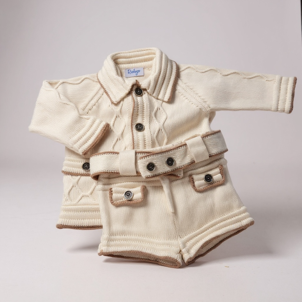 Boy's Cream and Camel Cardigan Set