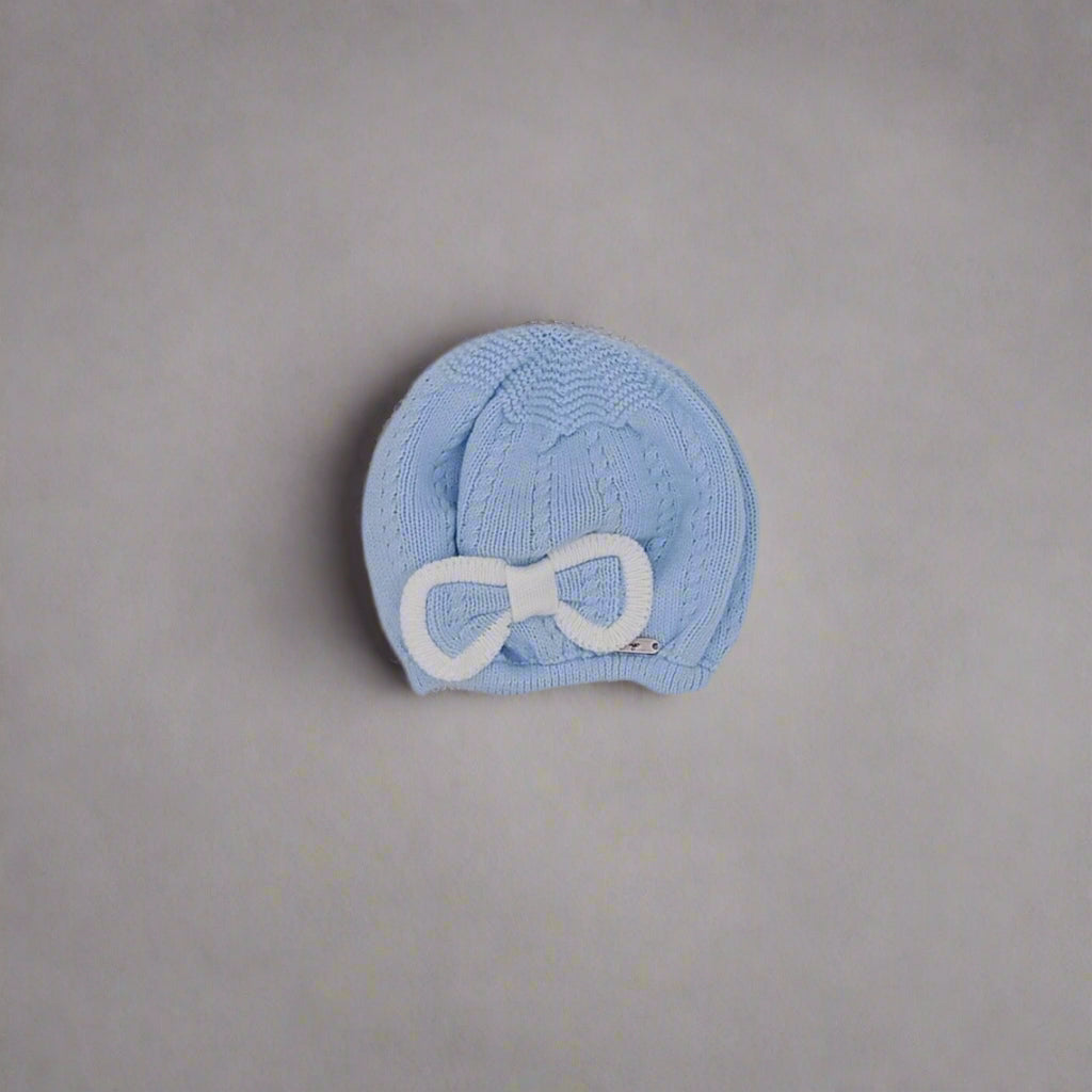 Baby Blue and White Knit Beret