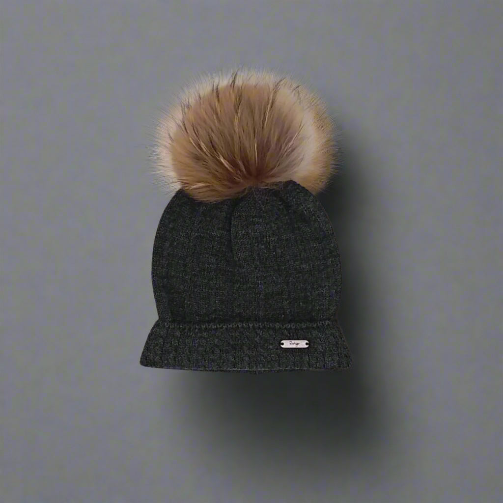 Charcoal Gray Pom Hat
