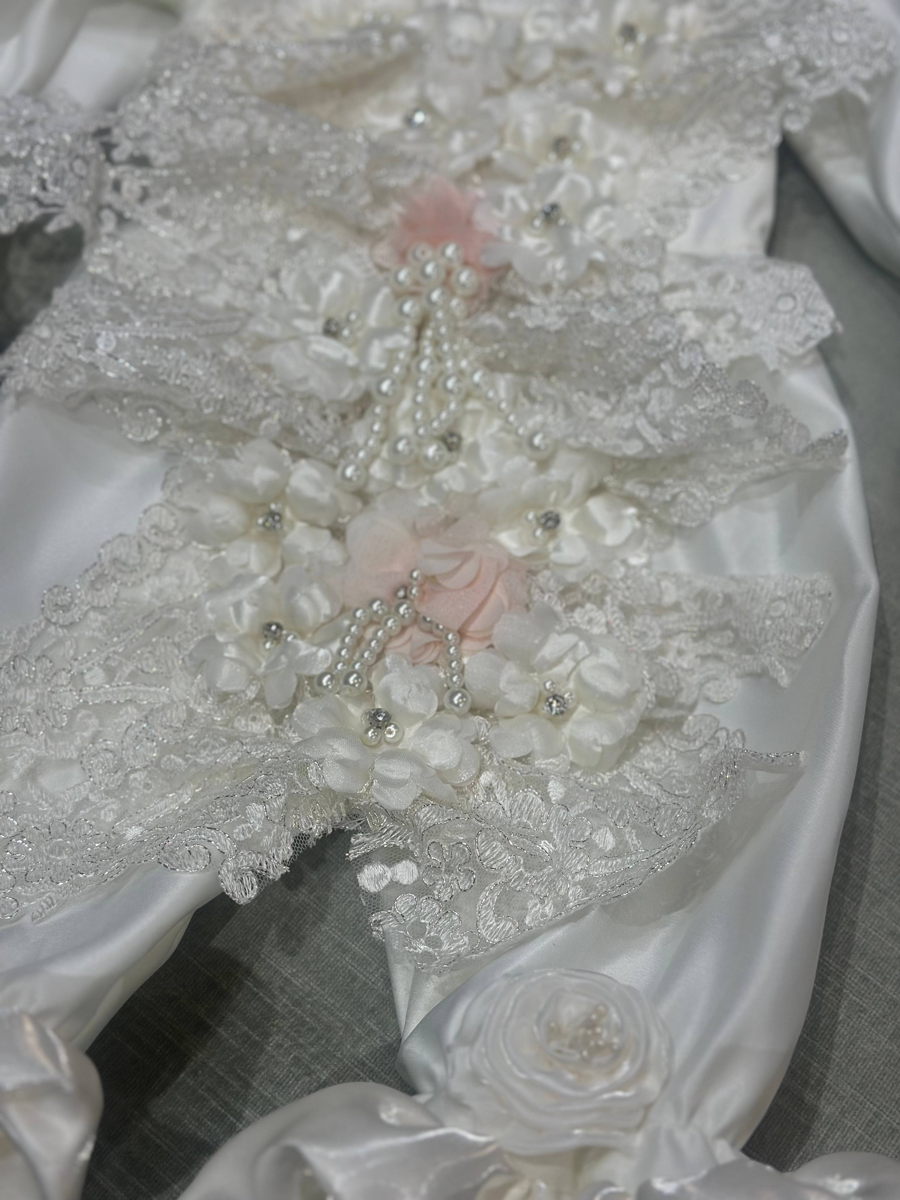 Satin Decorated Romper and Hat