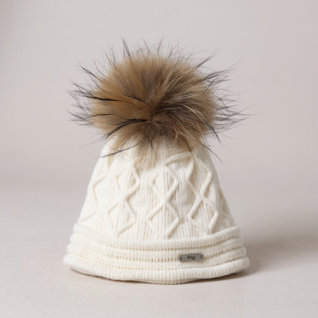White Knit Pom Hat