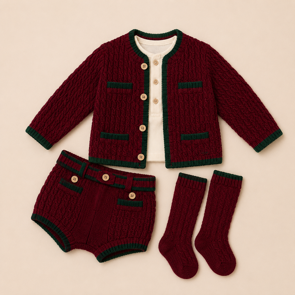 Simple Dark Red Knit Sock