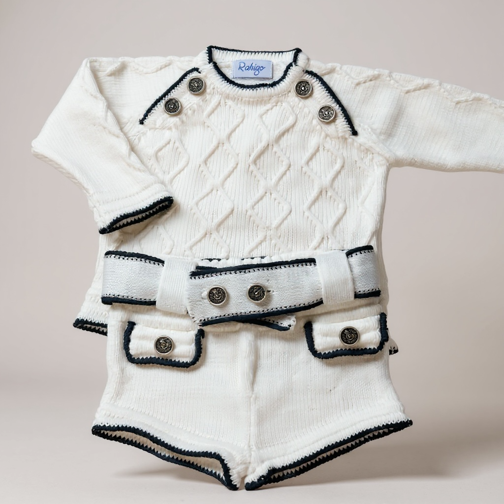 White and Black Boy's Short Set