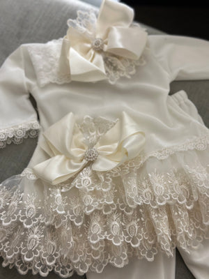 Infant Ivory Velvet Set
