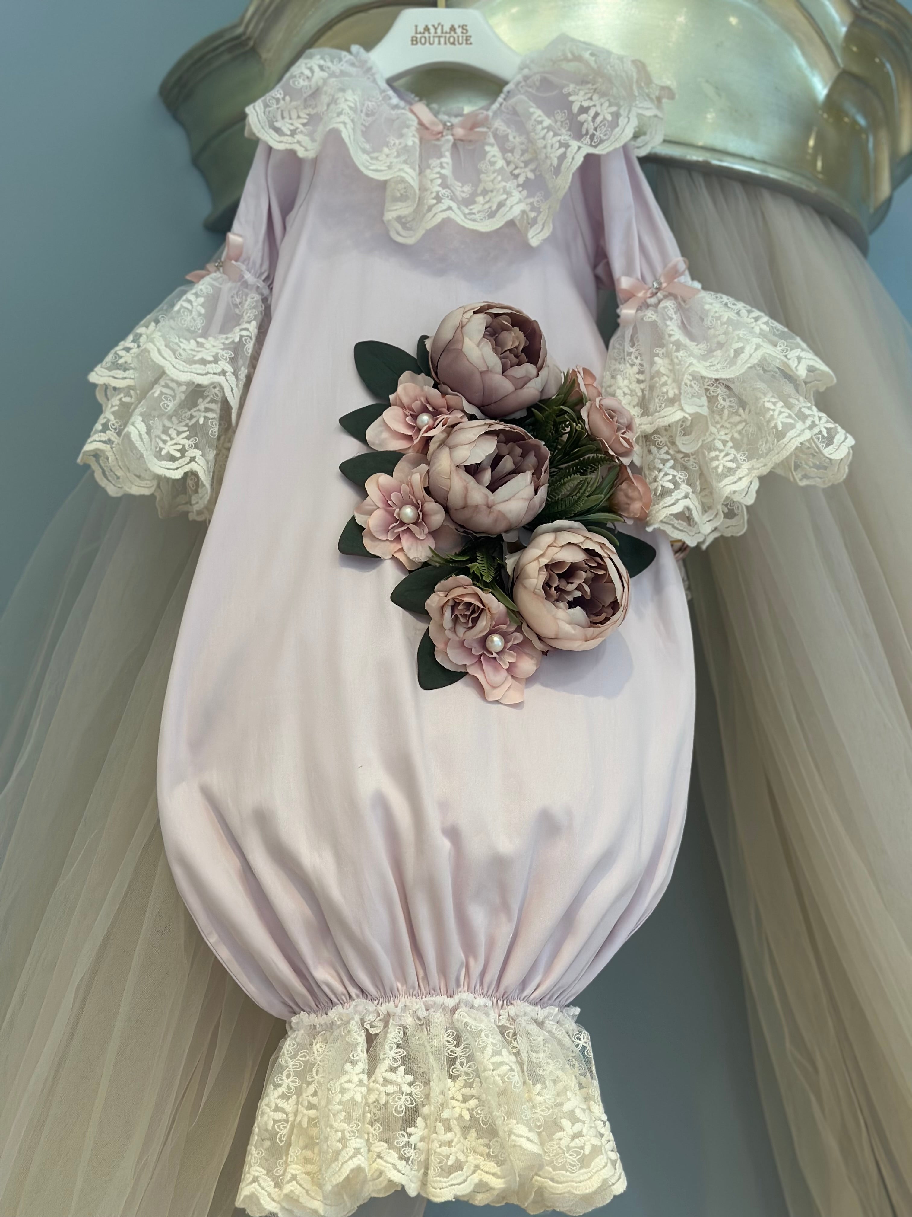 Lilac Flower Baby Gown