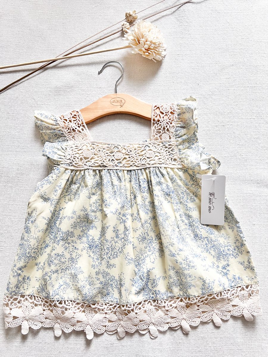 French Blue Floral Top