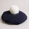 Navy Velvet Pom Beret