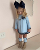 Baby Blue and Navy A Line Dress