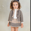 Camel and Navy Skirt Knit Set