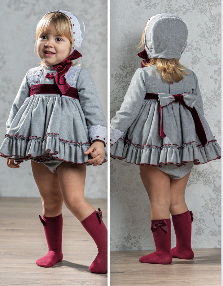 Gray and Velvet Puff Dress