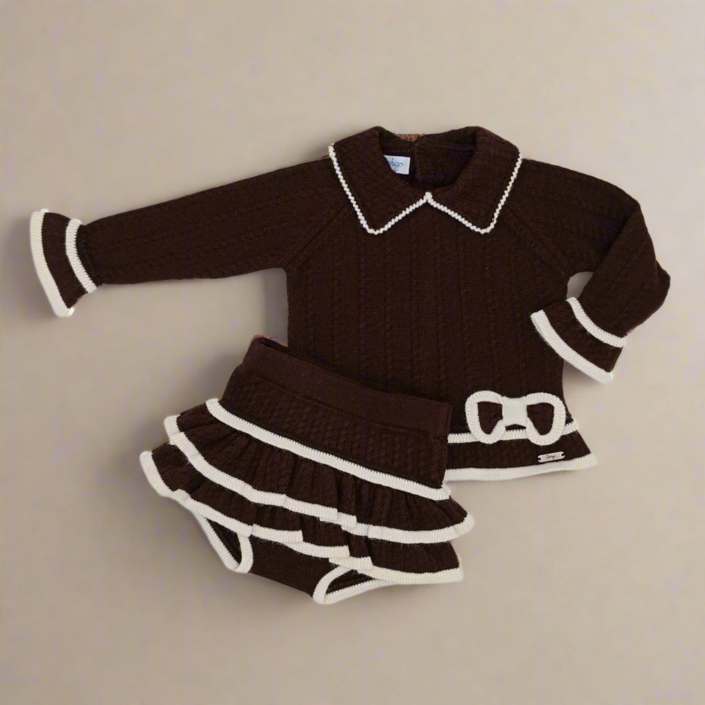 Chocolate and Cream Knit Set