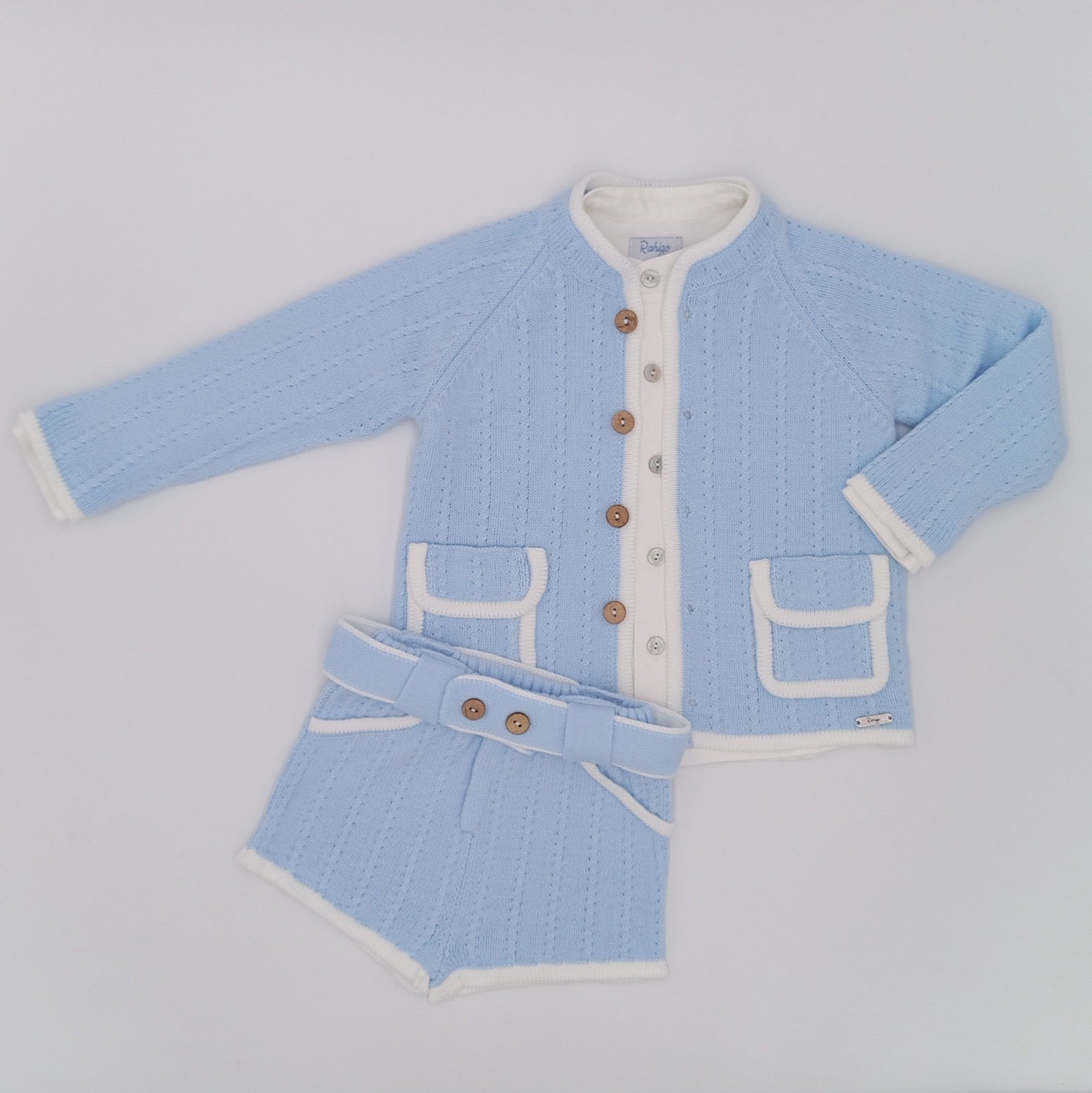Baby Blue and White Shorts Set