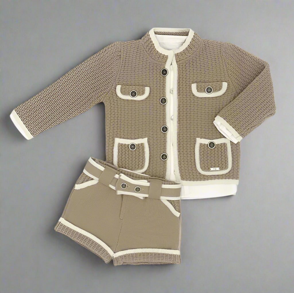 Boys Camel and Cream Knit Set
