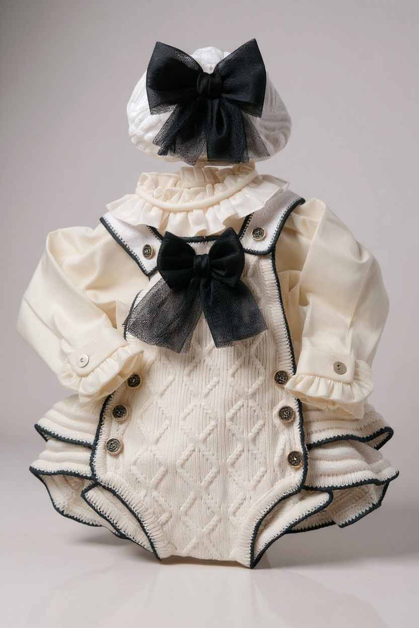 White and Black Trim Pinafore Set