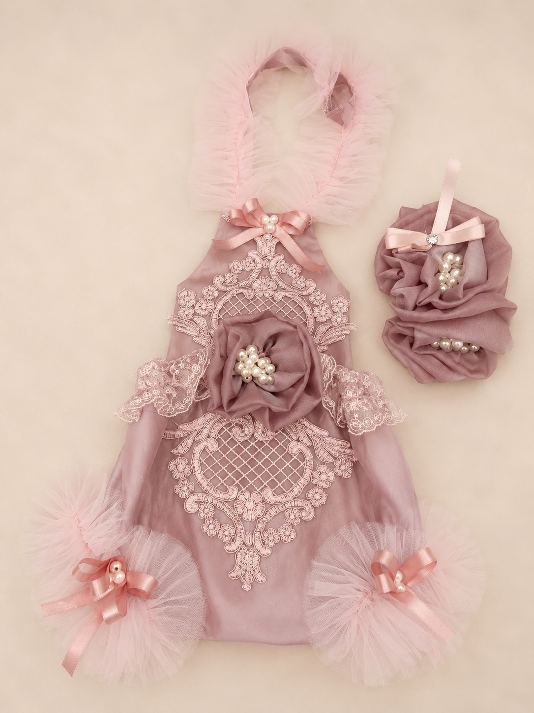 Mauve Lace Romper Set