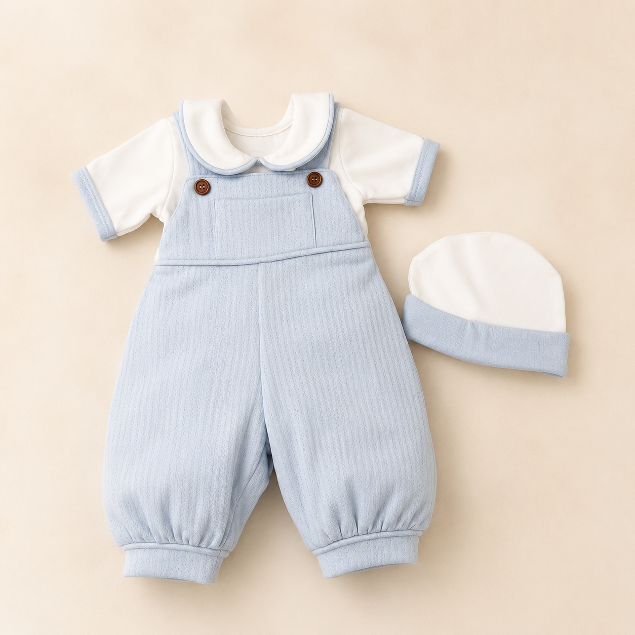 Baby Blue Pique Romper