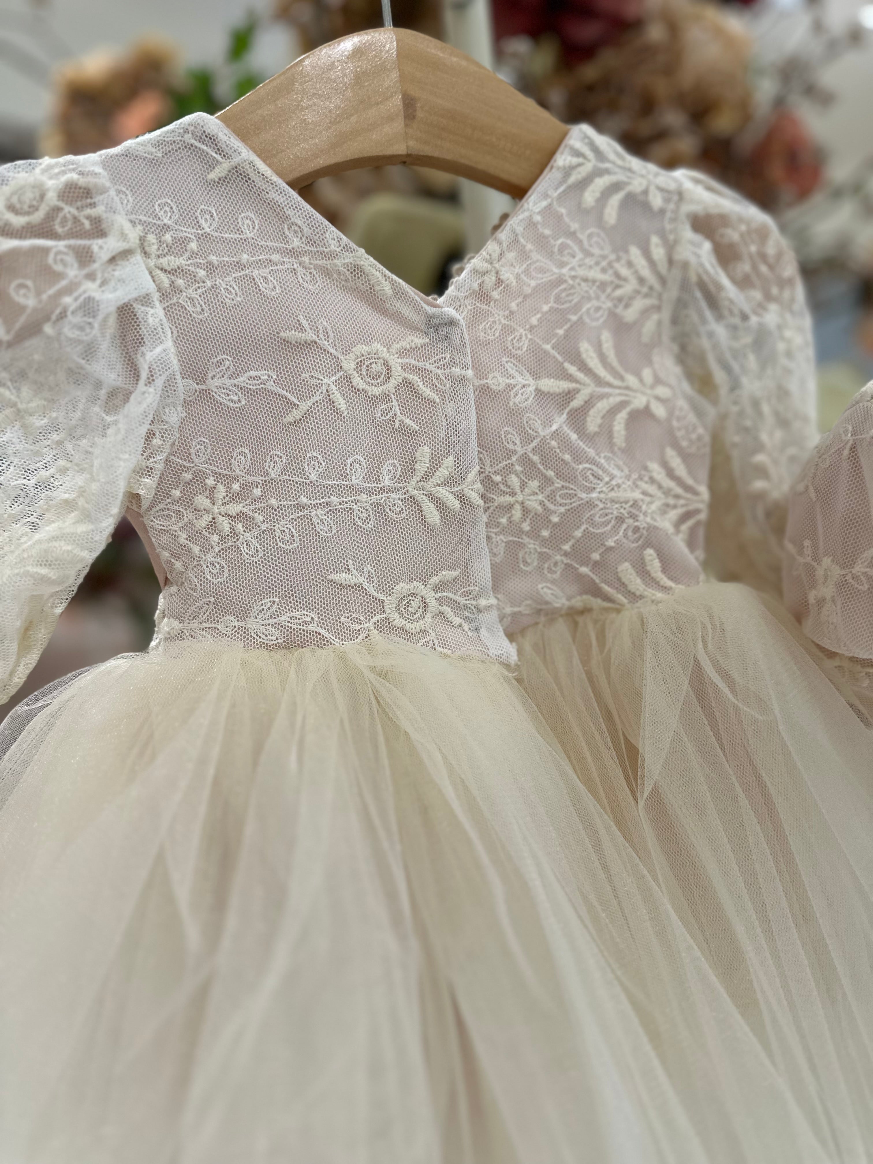 Blush Satin and Tulle Dress