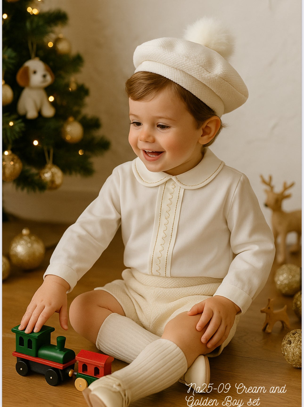 Boy's Ivory Romper and Beret