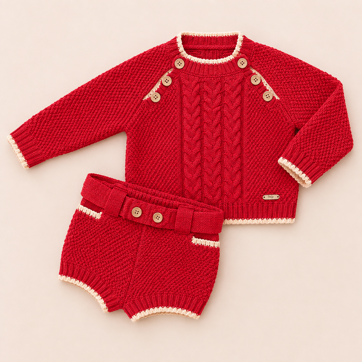 Bright Red Knit Short Set