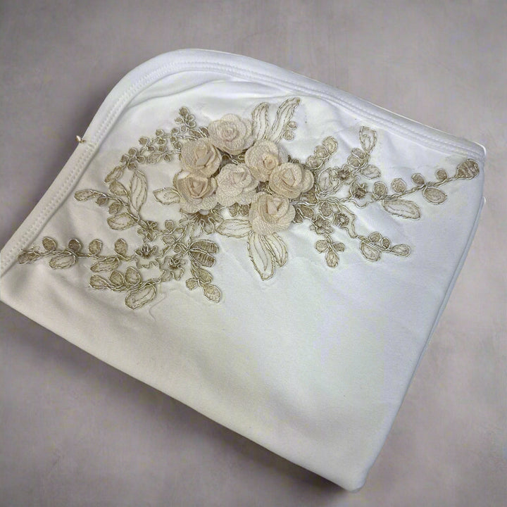 Cotton Blanket with Gold Flowers