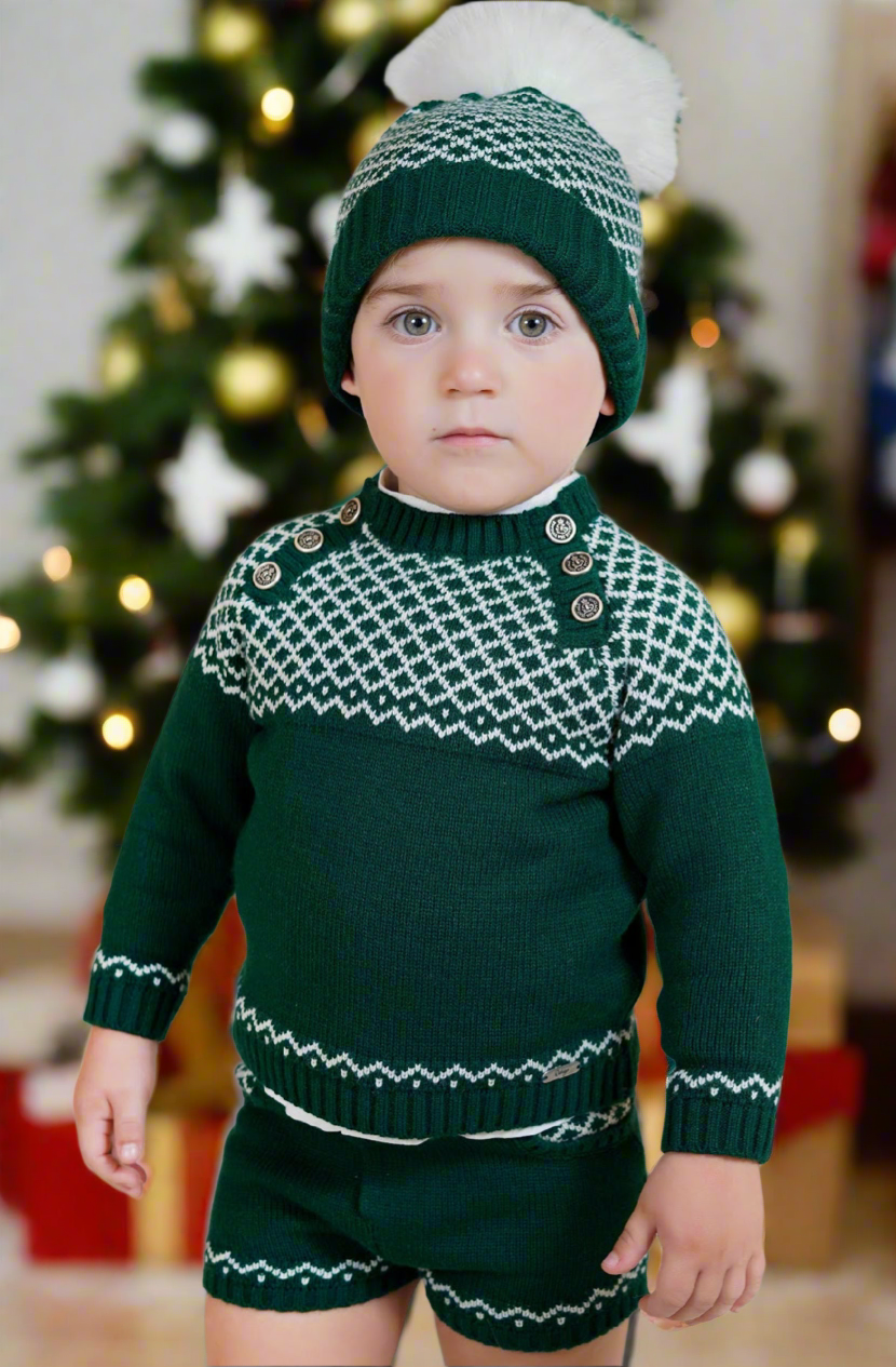 Bottle Green Boy's Short Set