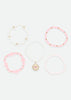 Pink Pearl and Pendant Bracelet Set