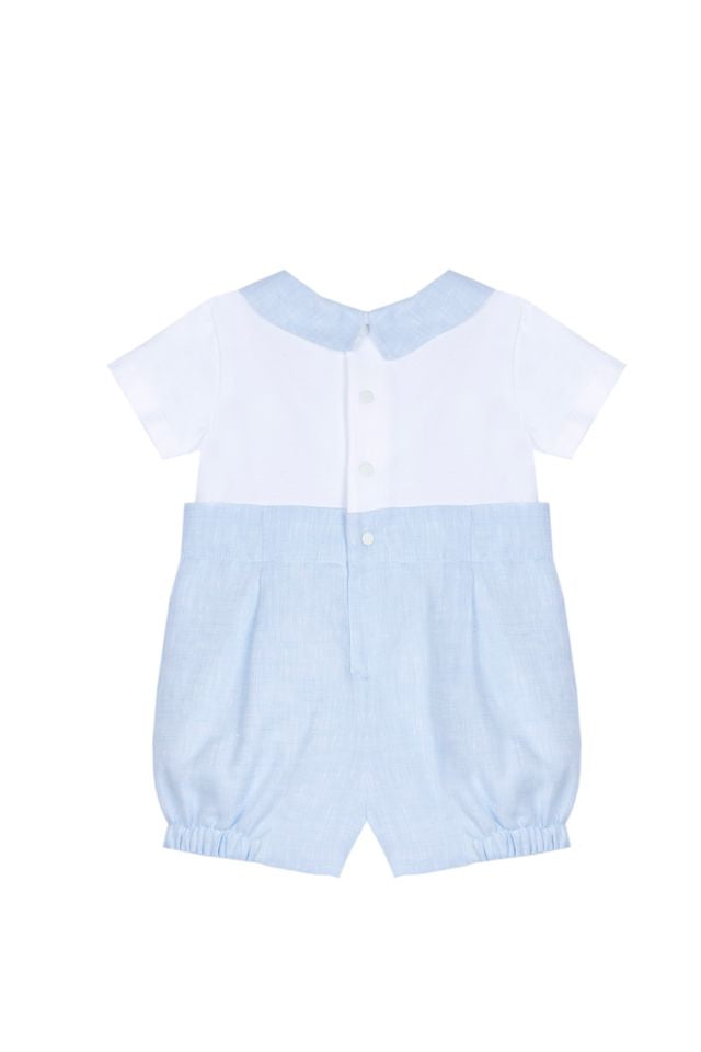 Infant Boy Blue & White Romper