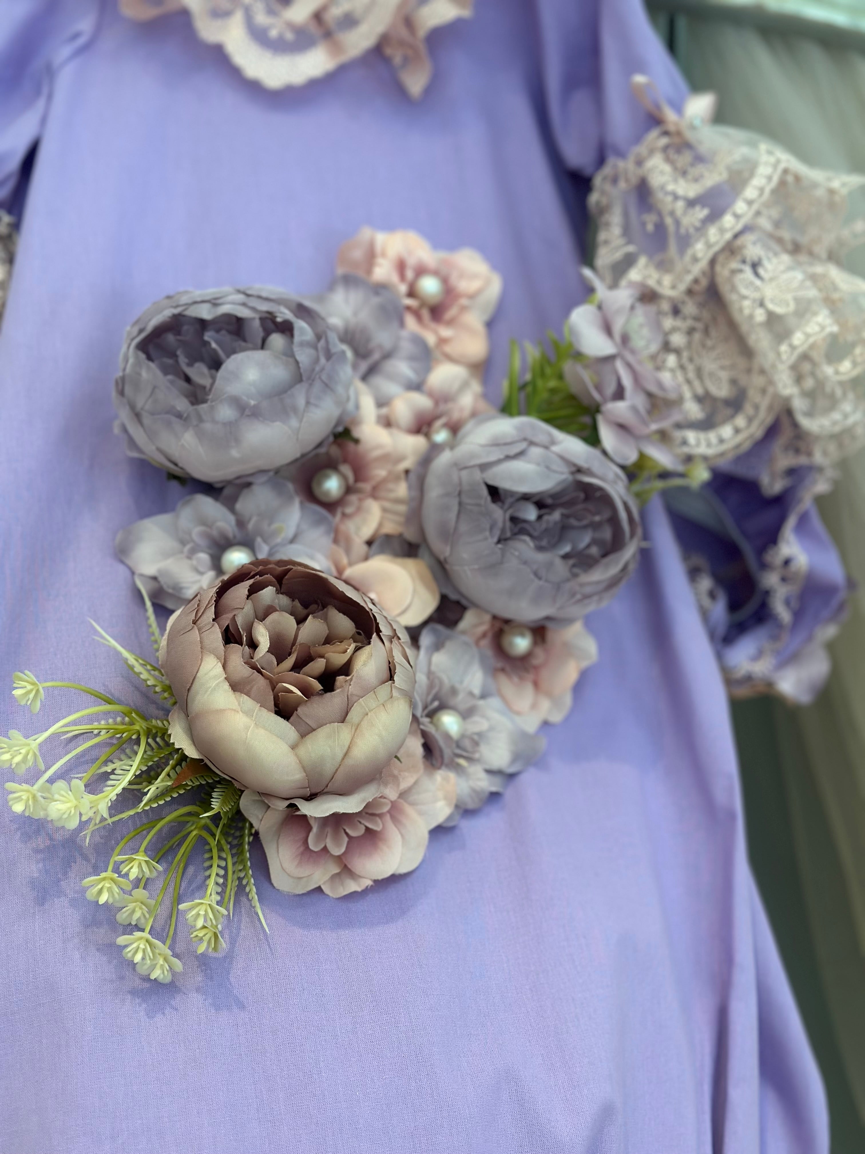 Purple Flower Baby Gown