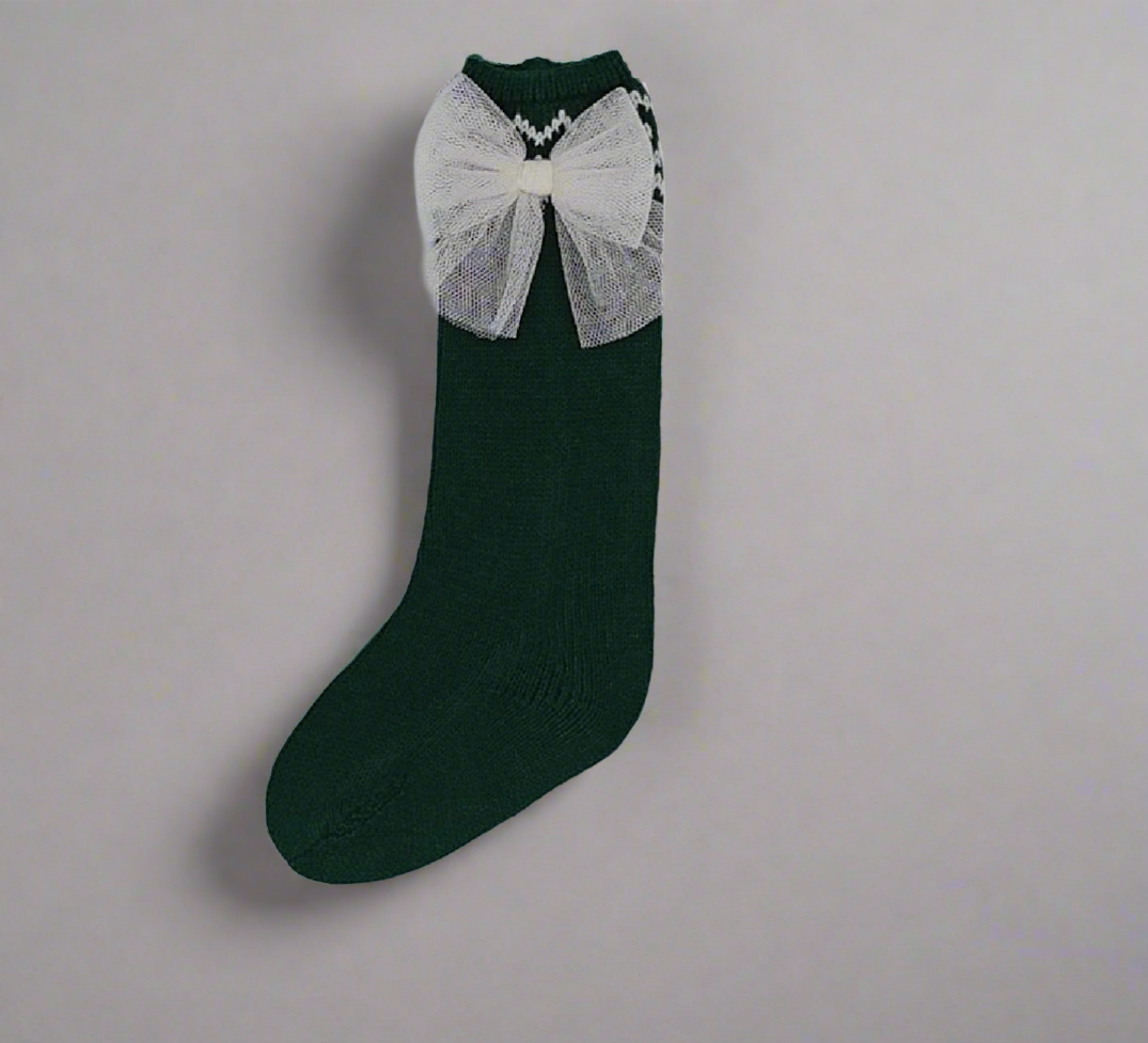 Bottle Green Tulle Sock