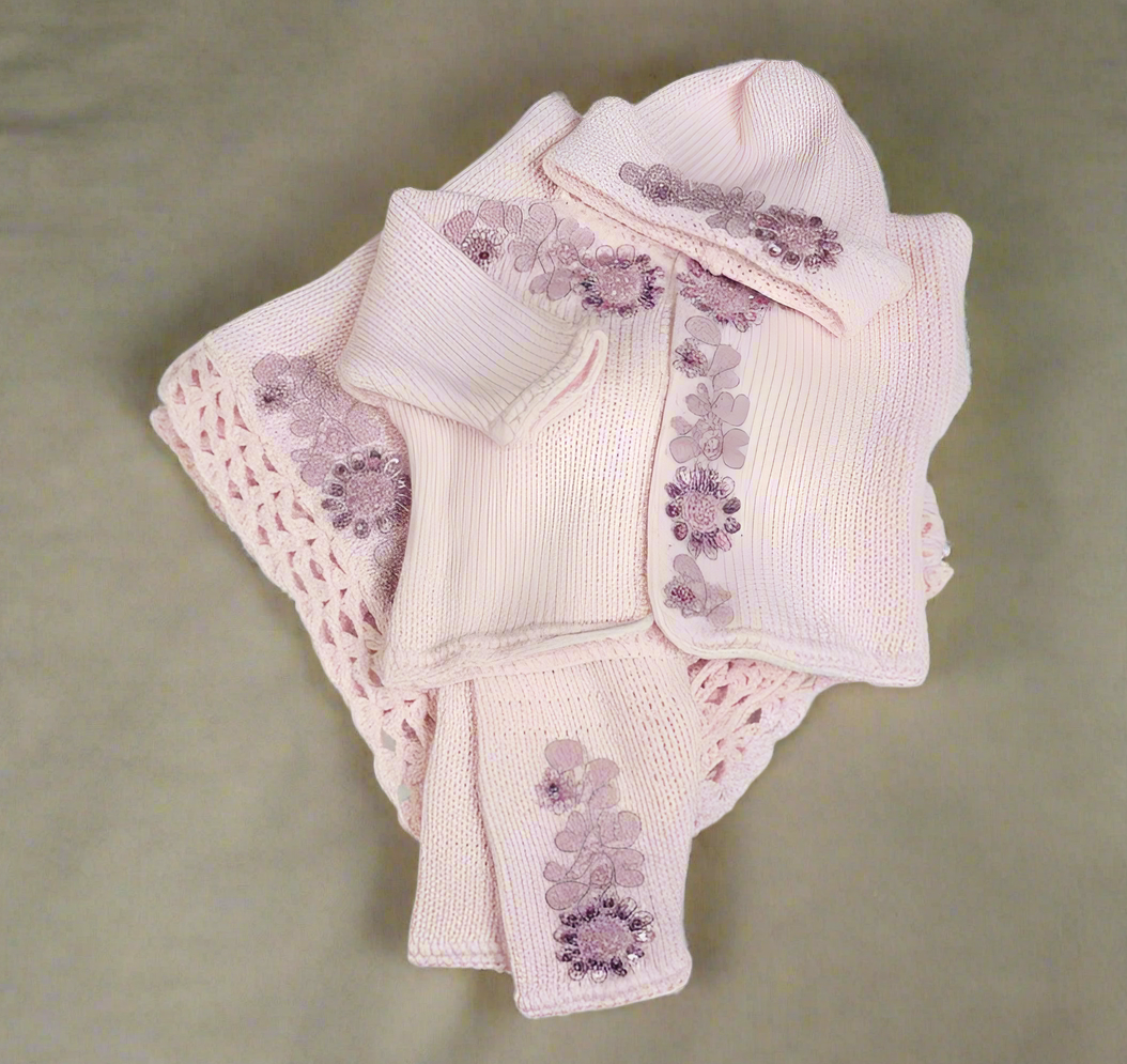 Pink Crochet Applique Set