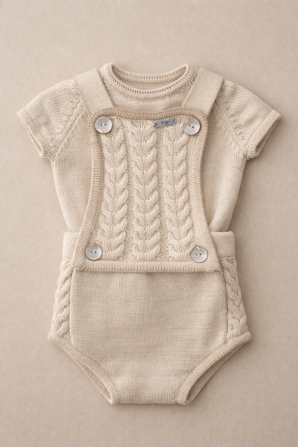 Boys Cream & Camel Romper Set