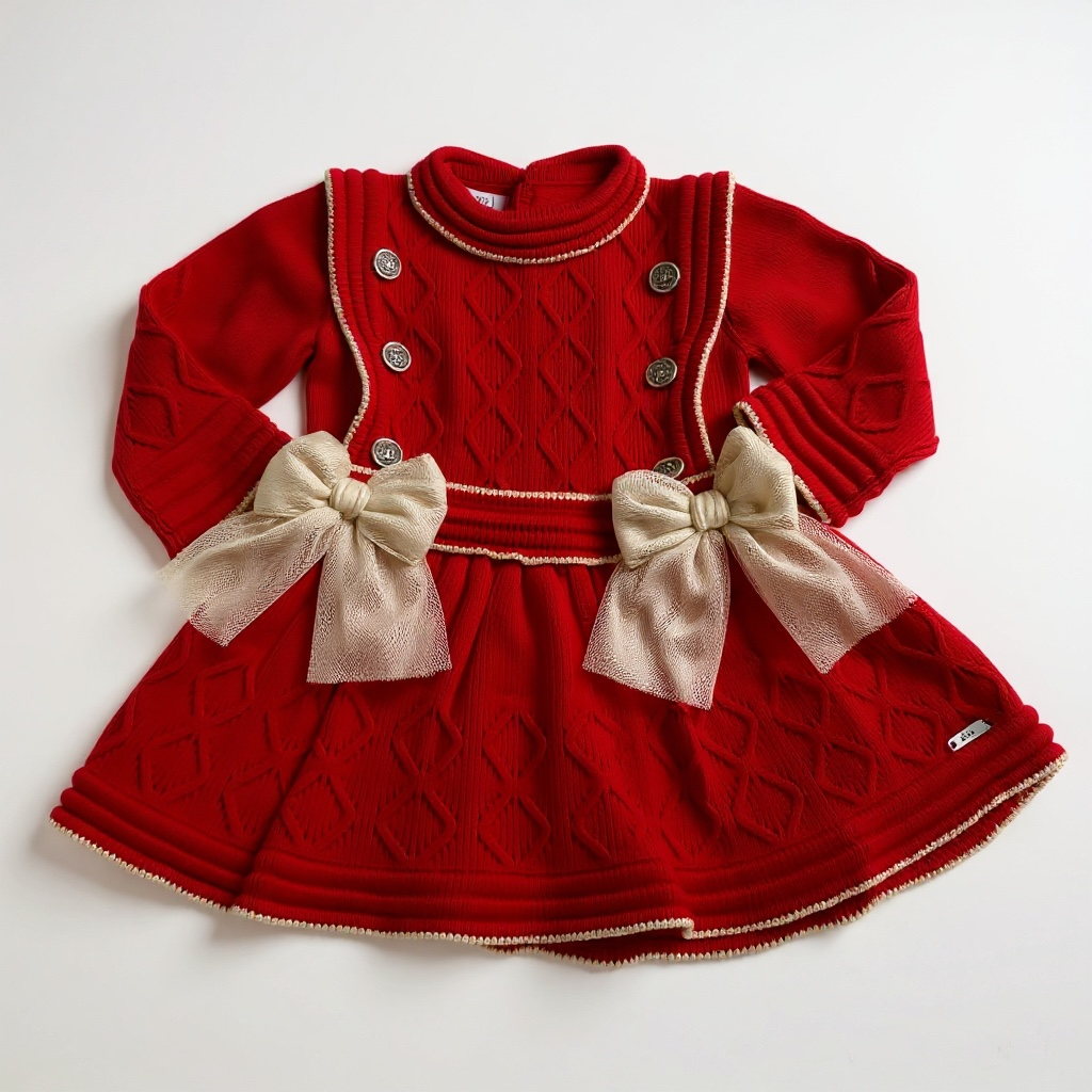 Red and Camel Dropwaist Dress