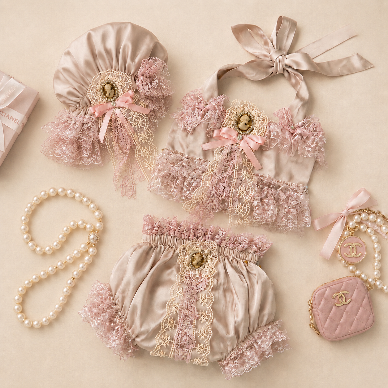 Taupe and Mauve Bloomer Set