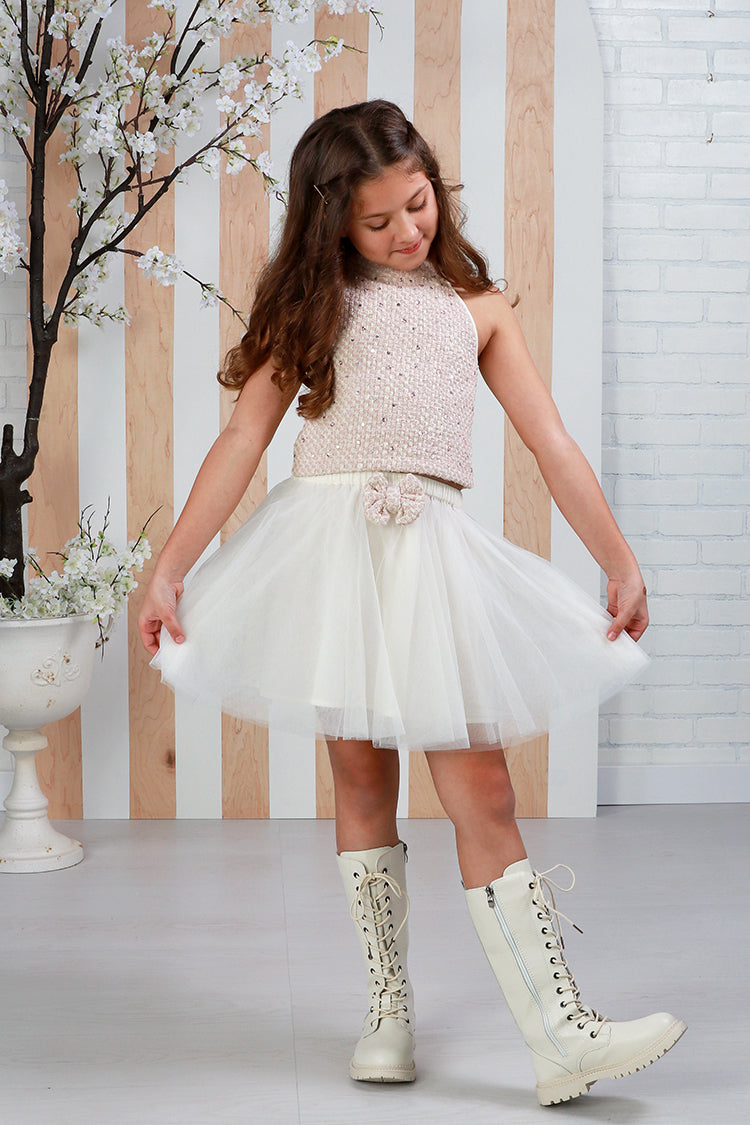 Kenna Pink Tweed Skirt Set