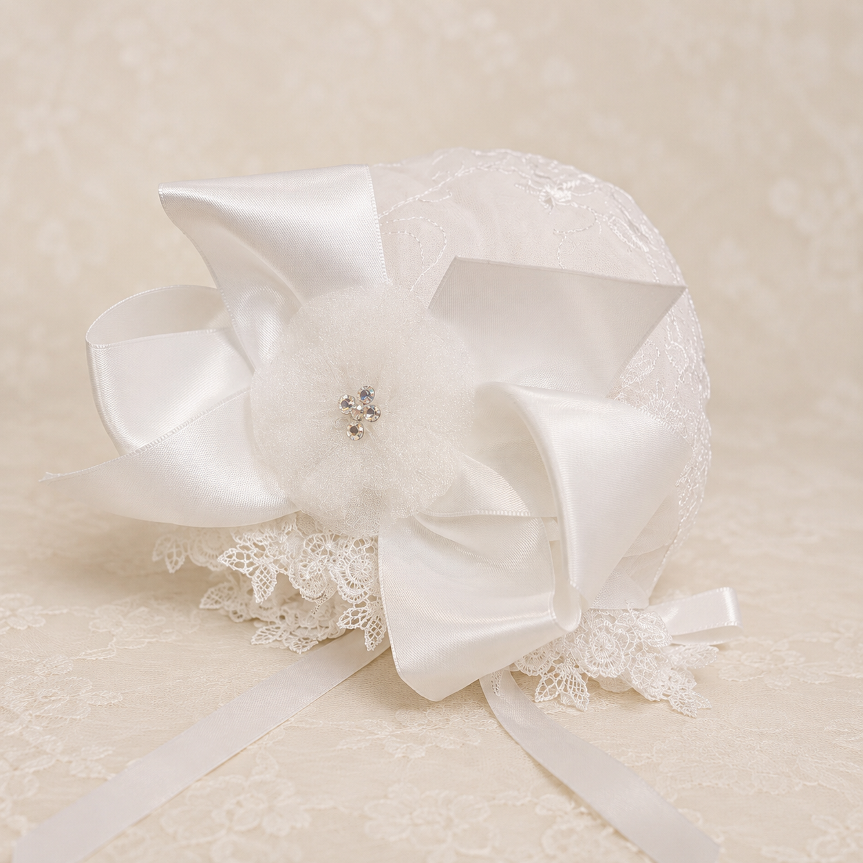 Sheer White Lace Bella Bonnet