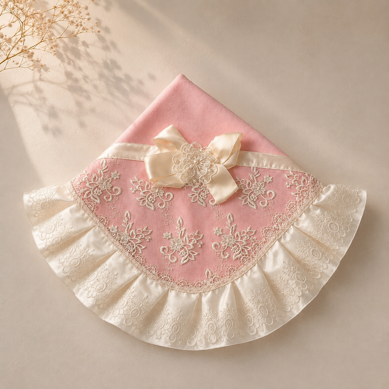 Pink Cotton and Lace Blanket